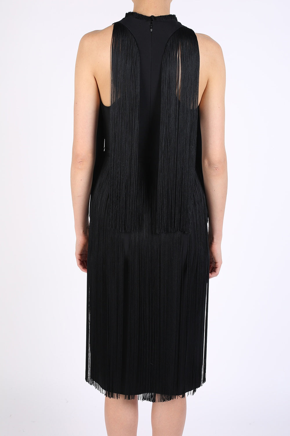 $2965 Stella Mccartney Women's Sleeveless A Line Fringe Midi Dress Black Size US 0