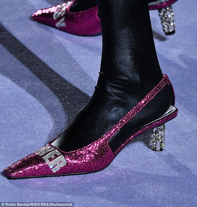 $1699 TOM FORD Glitter Slingback Shoes EU36 UK3 US6 Rhinestone Geometric Heels Made in Italy