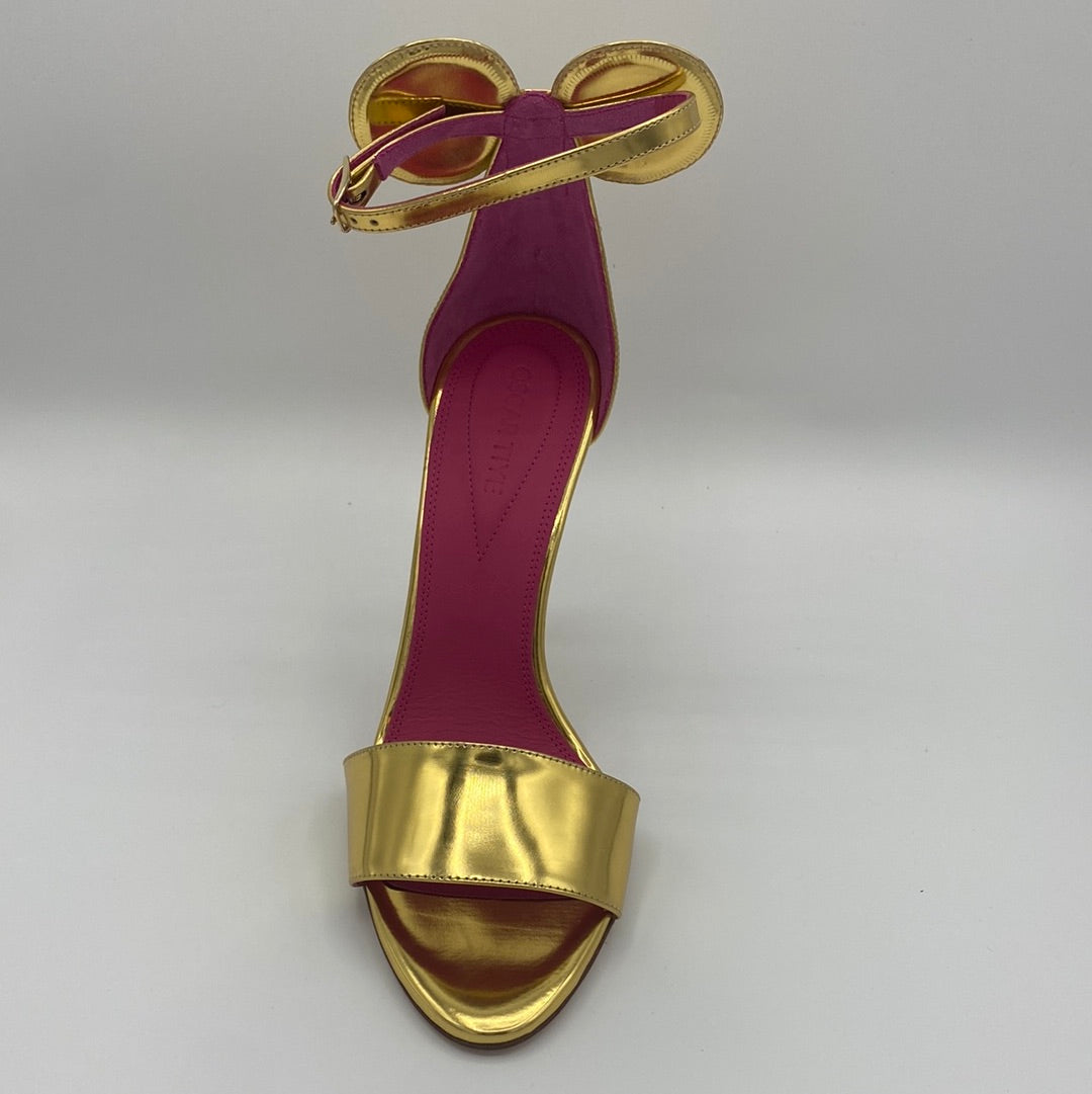 $599 OSCAR TIYE Minnie Leather Sandals US7 UK4 EU37 Ankle Strap Made in Italy