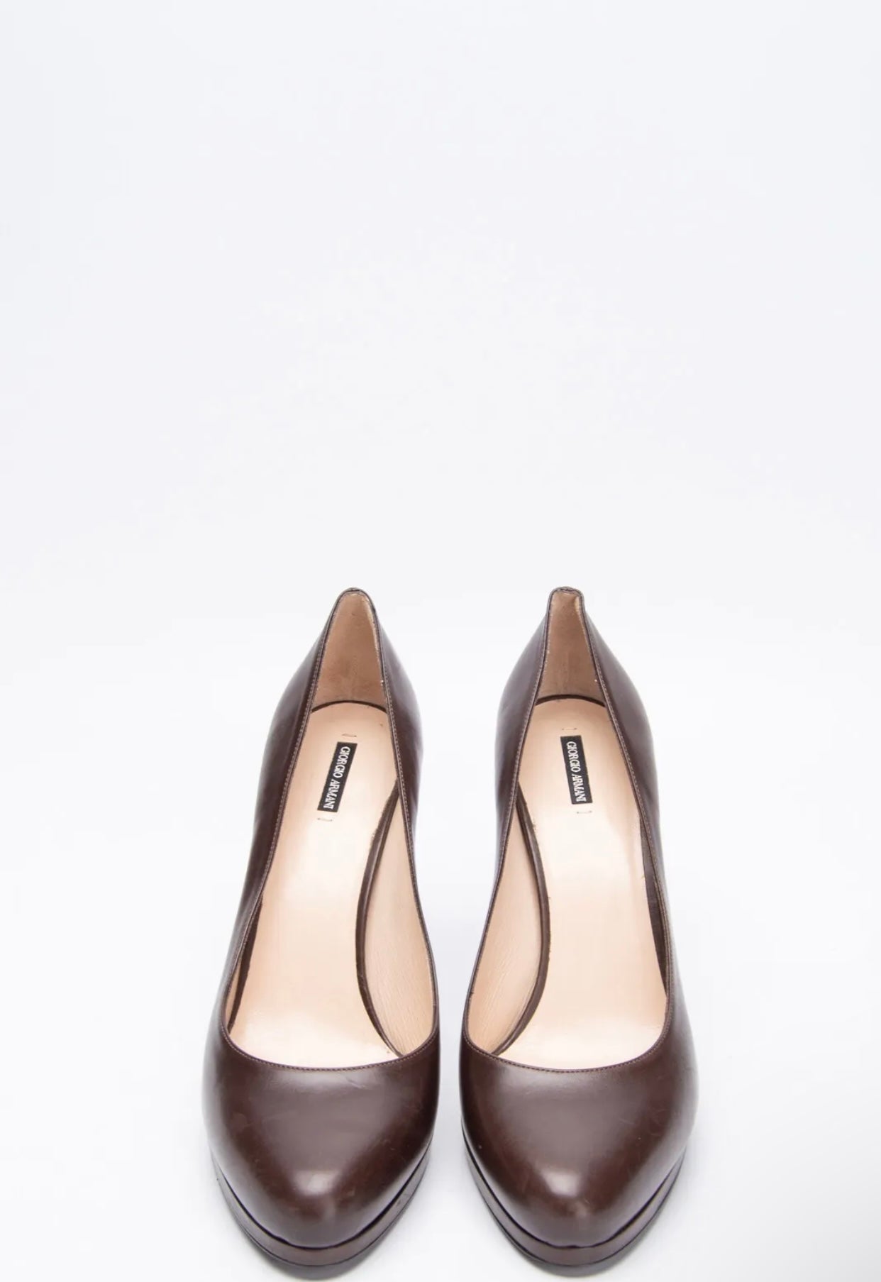 $1500 GIORGIO ARMANI Leather Court Shoes US10.5 UK8 EU41 Brown Made in Italy