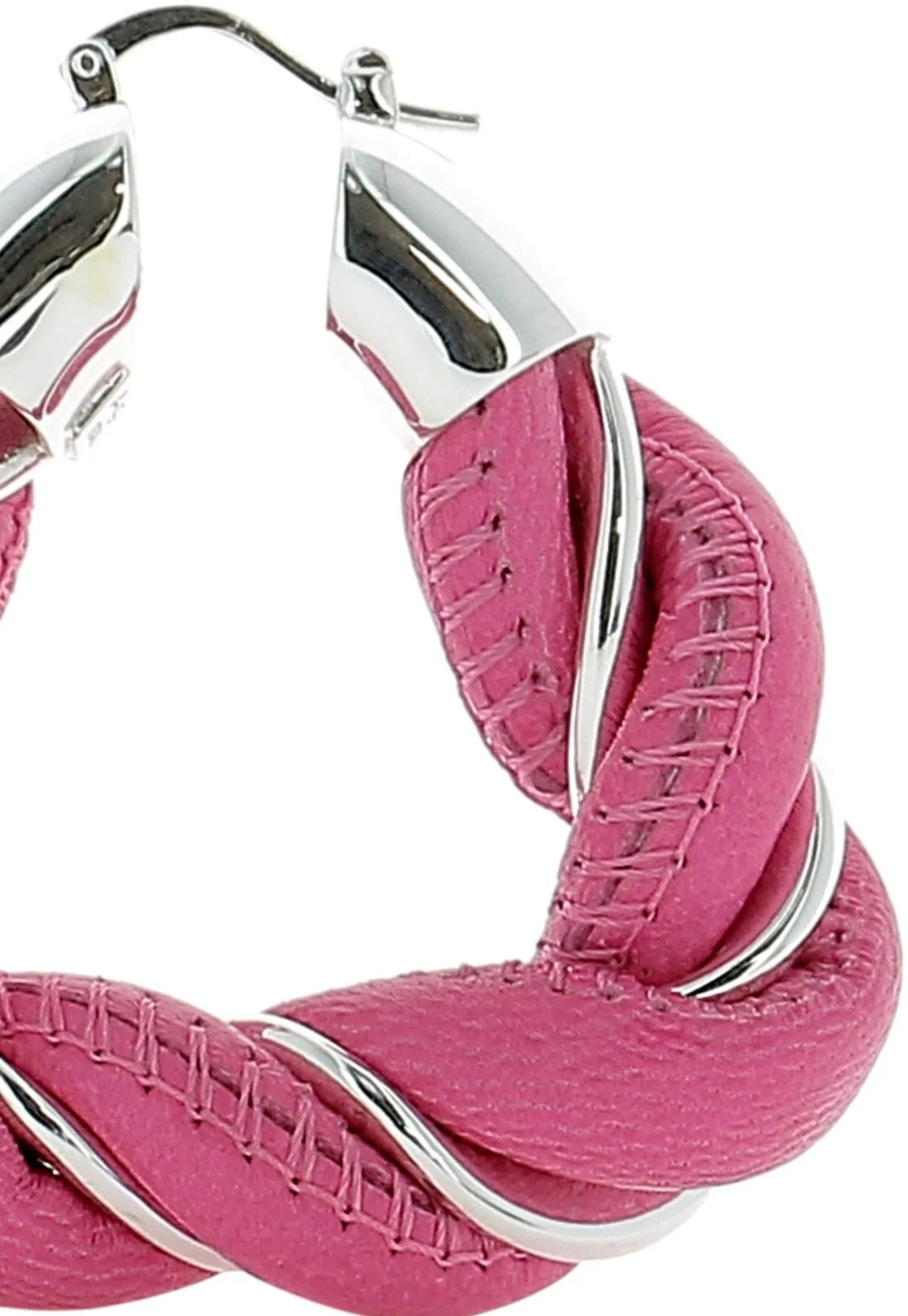 $580 BOTTEGA VENETA 925 Sterling Silver & Leather Twisted Triangle Earrings