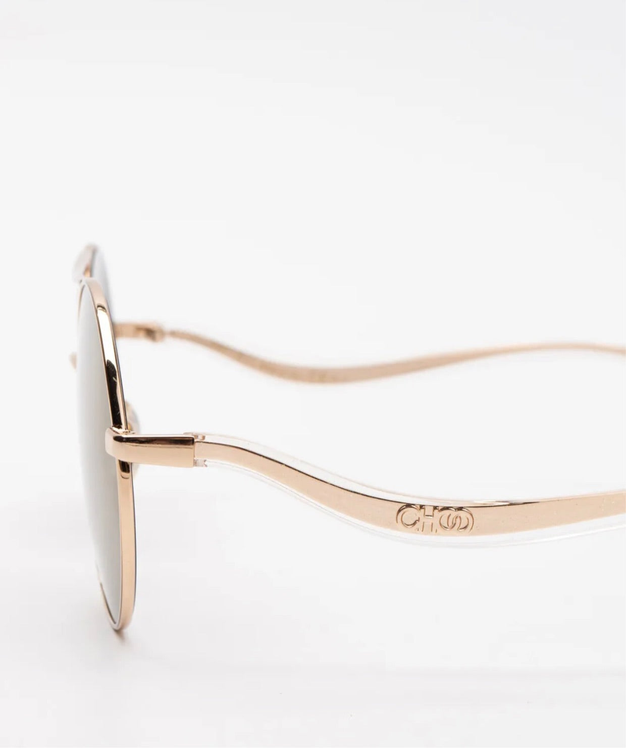 $449 JIMMY CHOO MAELLE/S Mirrored Round Pilot Sunglasses Glitter Temples
