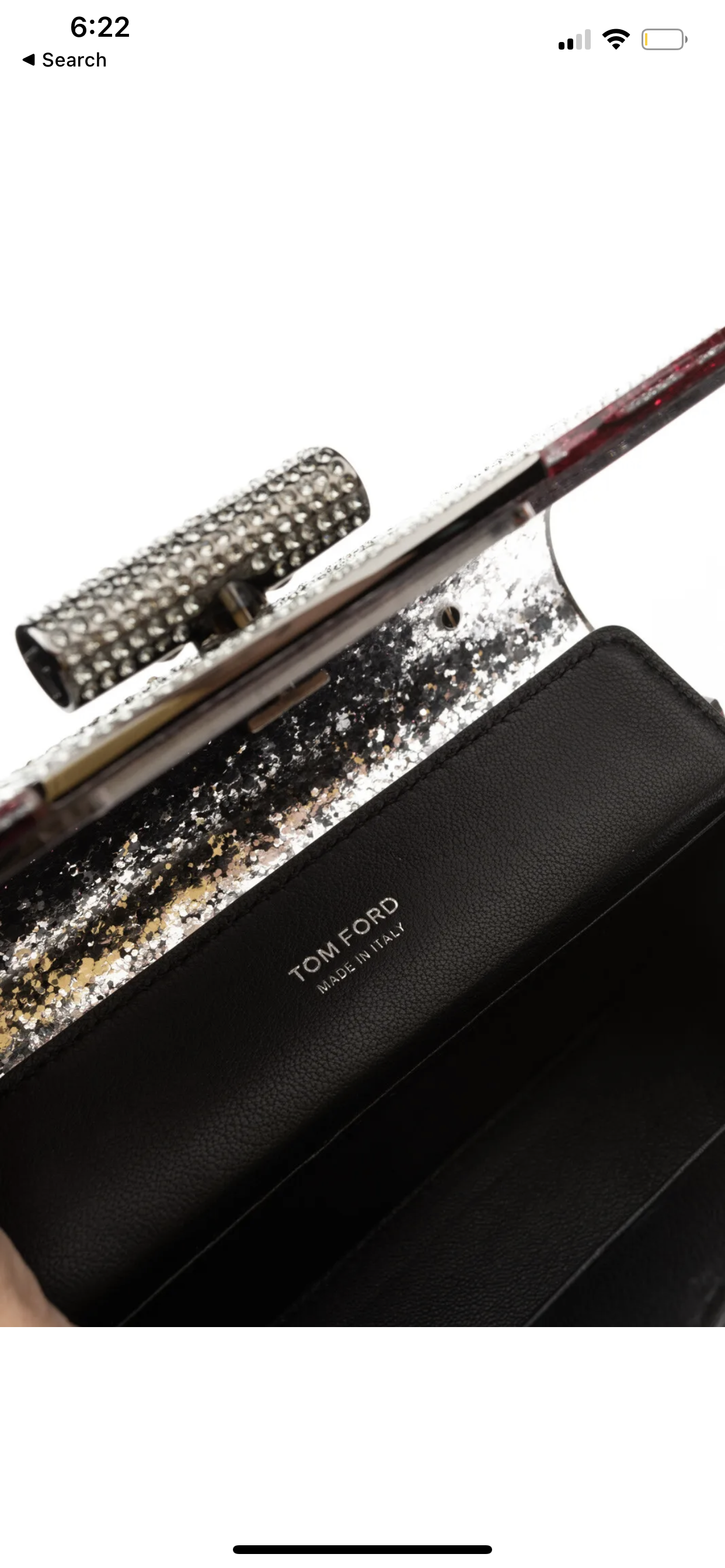 $15500 TOM FORD Limited Edition, Very Rare Collectible Glitter Shoulder Bag Rhinestones Slogan Chain Strap Turnlock.