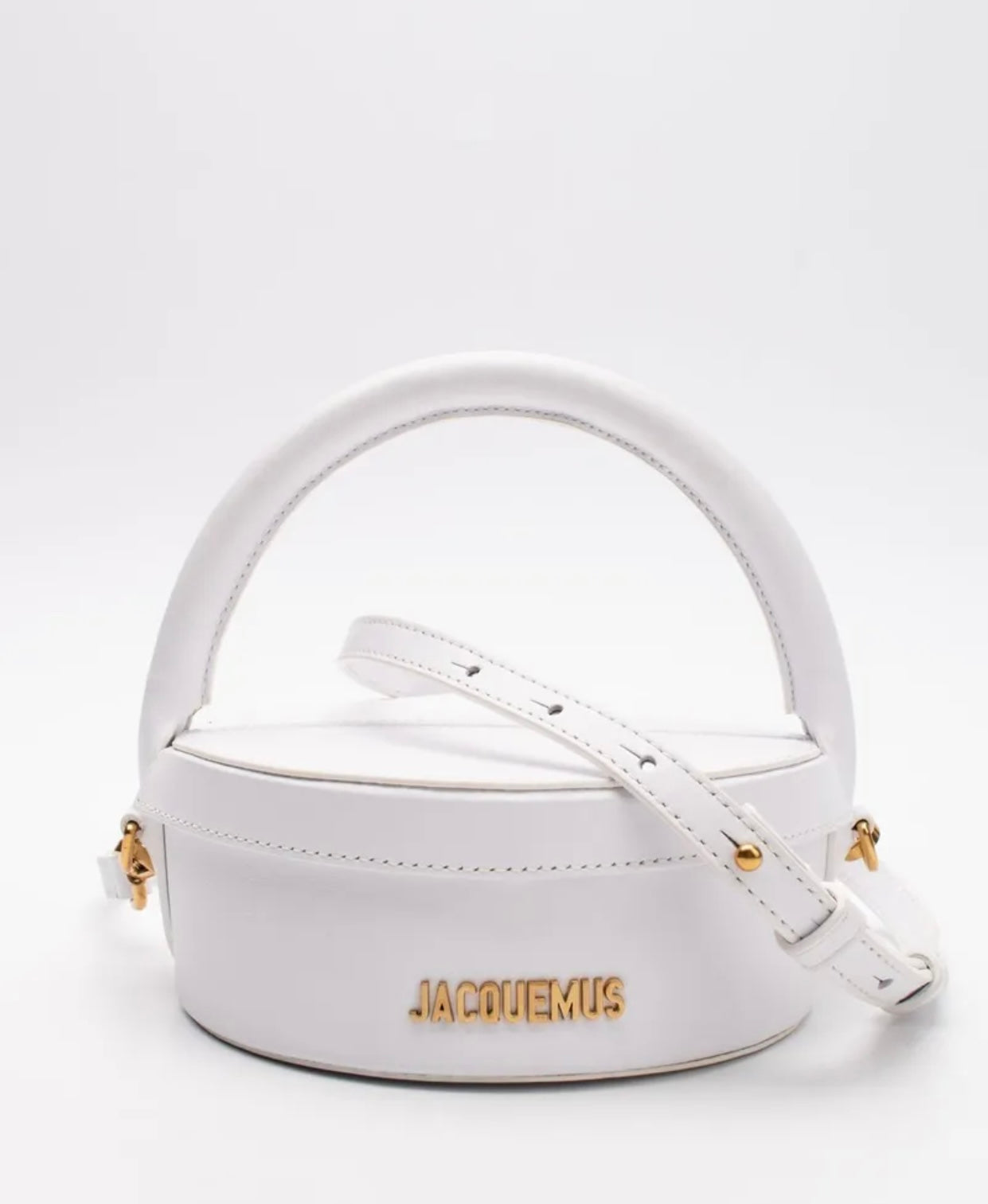 $595 JACQUEMUS La Boite A Gateaux Leather Bucket Bag Logo Magnetic Flap