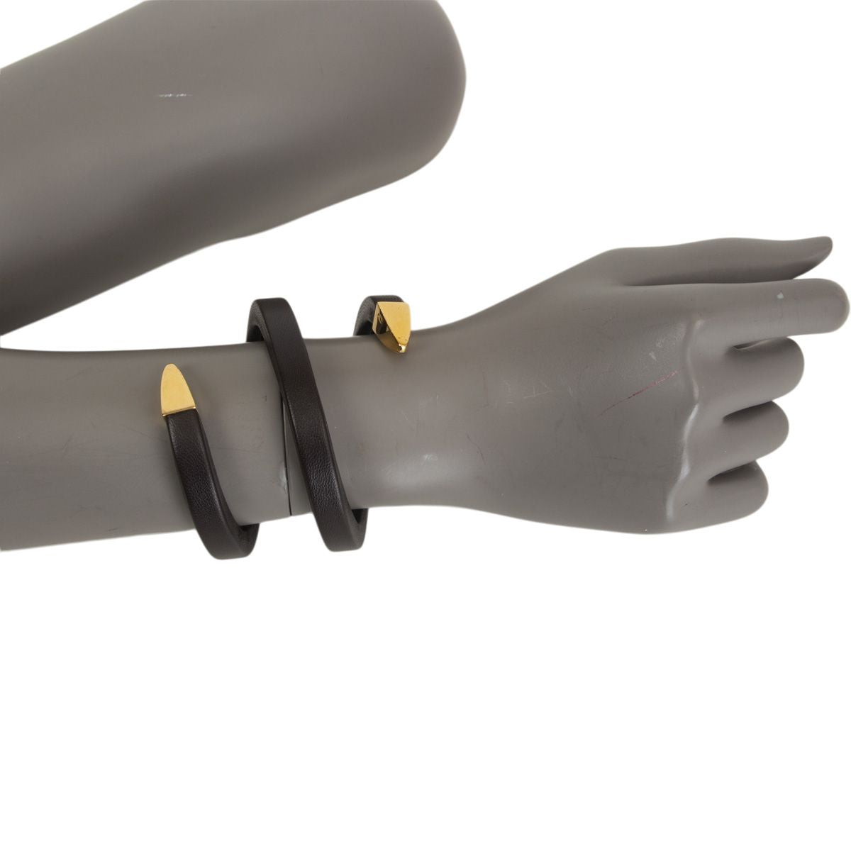 $620 BOTTEGA VENETA Leather & 925 Silver Cuff Coiled Bracelet Snake Head