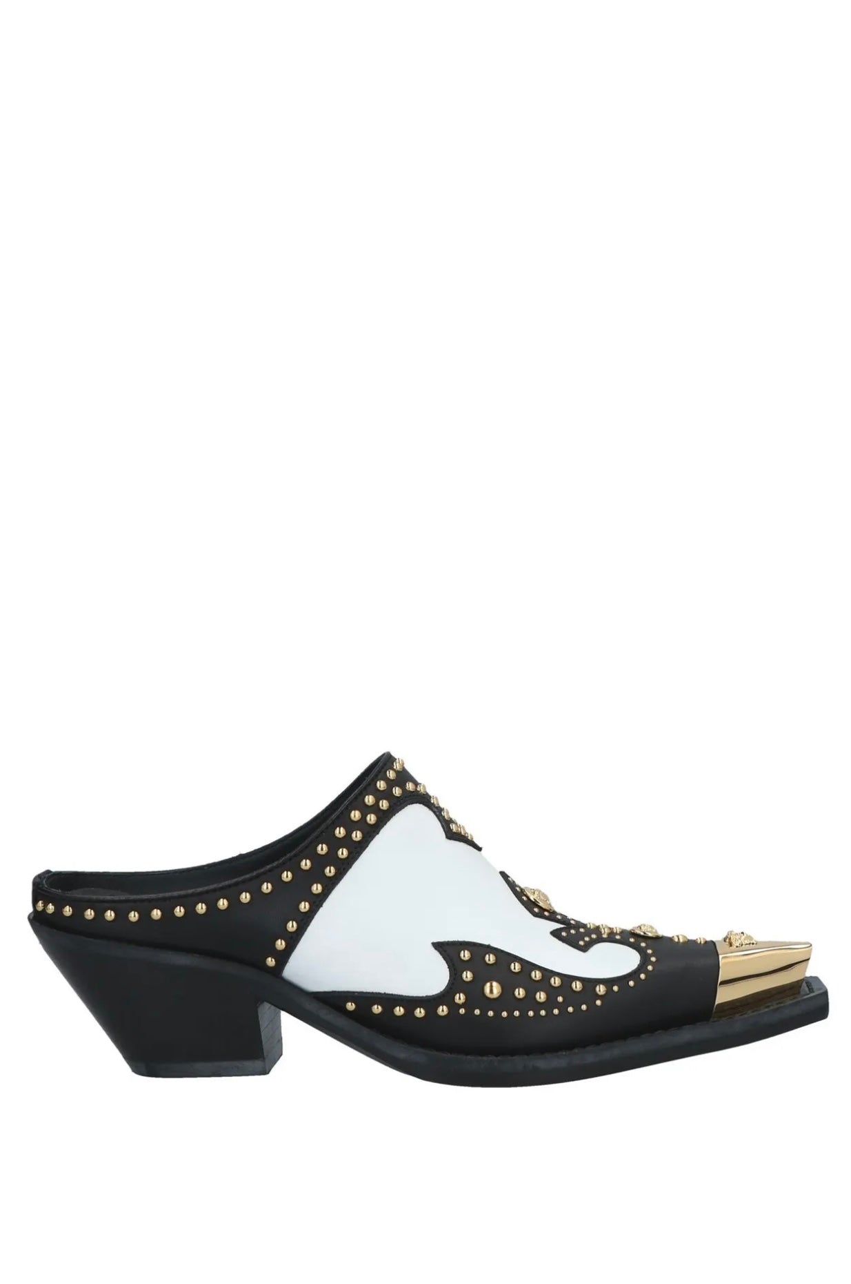 $1780 VERSACE Leather Mule Shoes US6 UK3 EU36 Medusa Head Stud Metal Toe