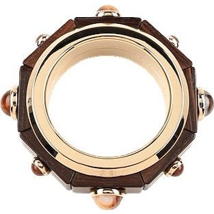 $2370 Roberto Cavalli Metal Wood resin Bracelet. Made in Italy