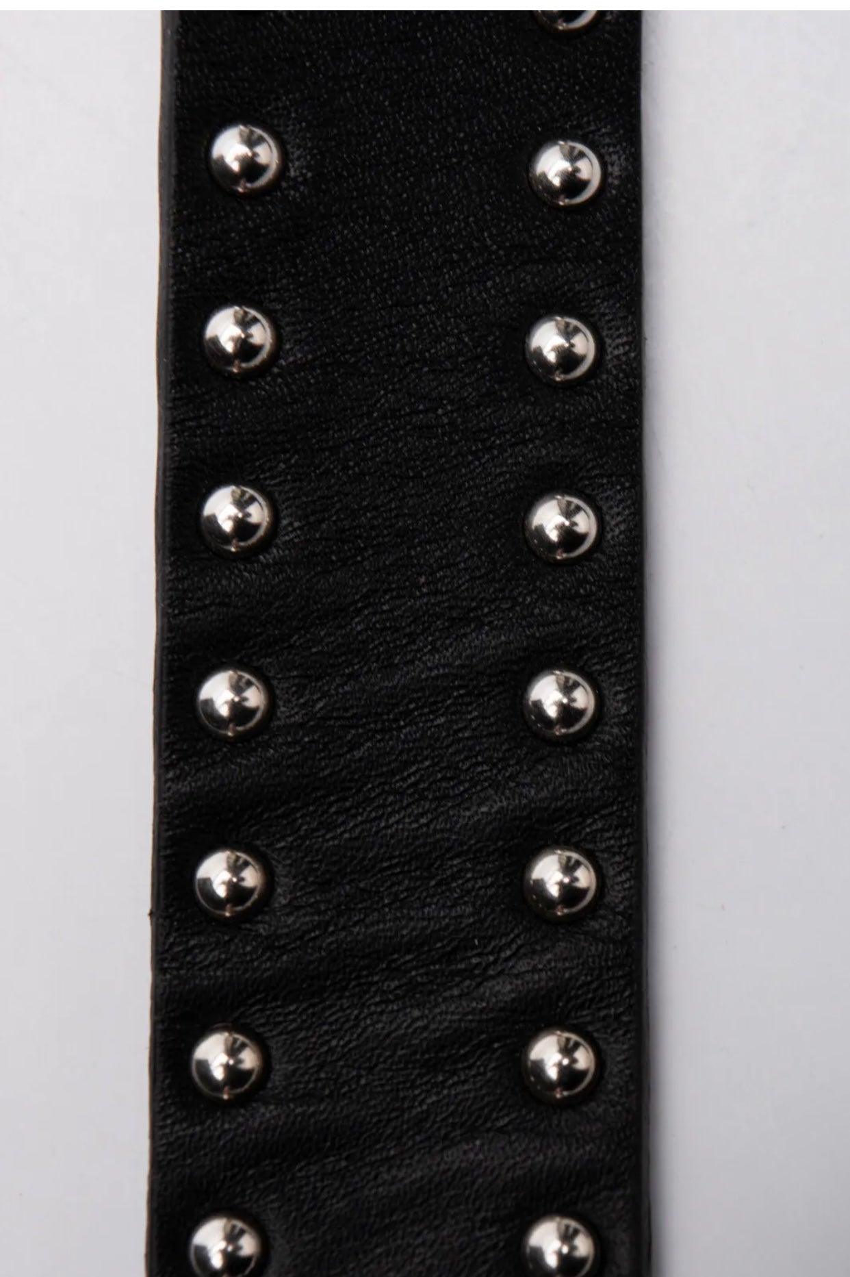 $550 IRO Leather Belt Size 70/28 Geometric Cut Out Studs Twisted Pin Buckle