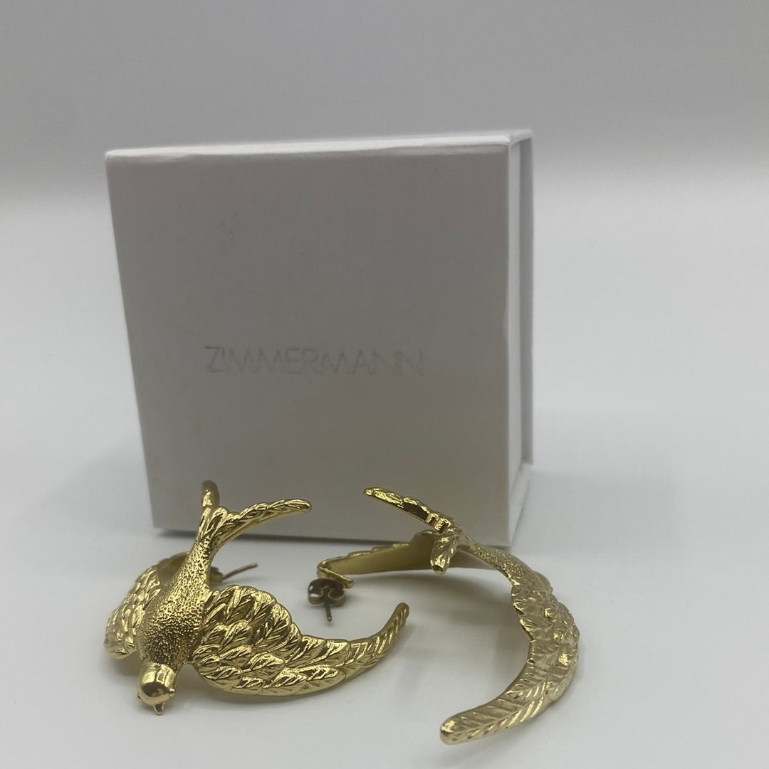 $249 Large Swallow Hoop Earrings Gold Tone Butterfly Closure. Made in Australia