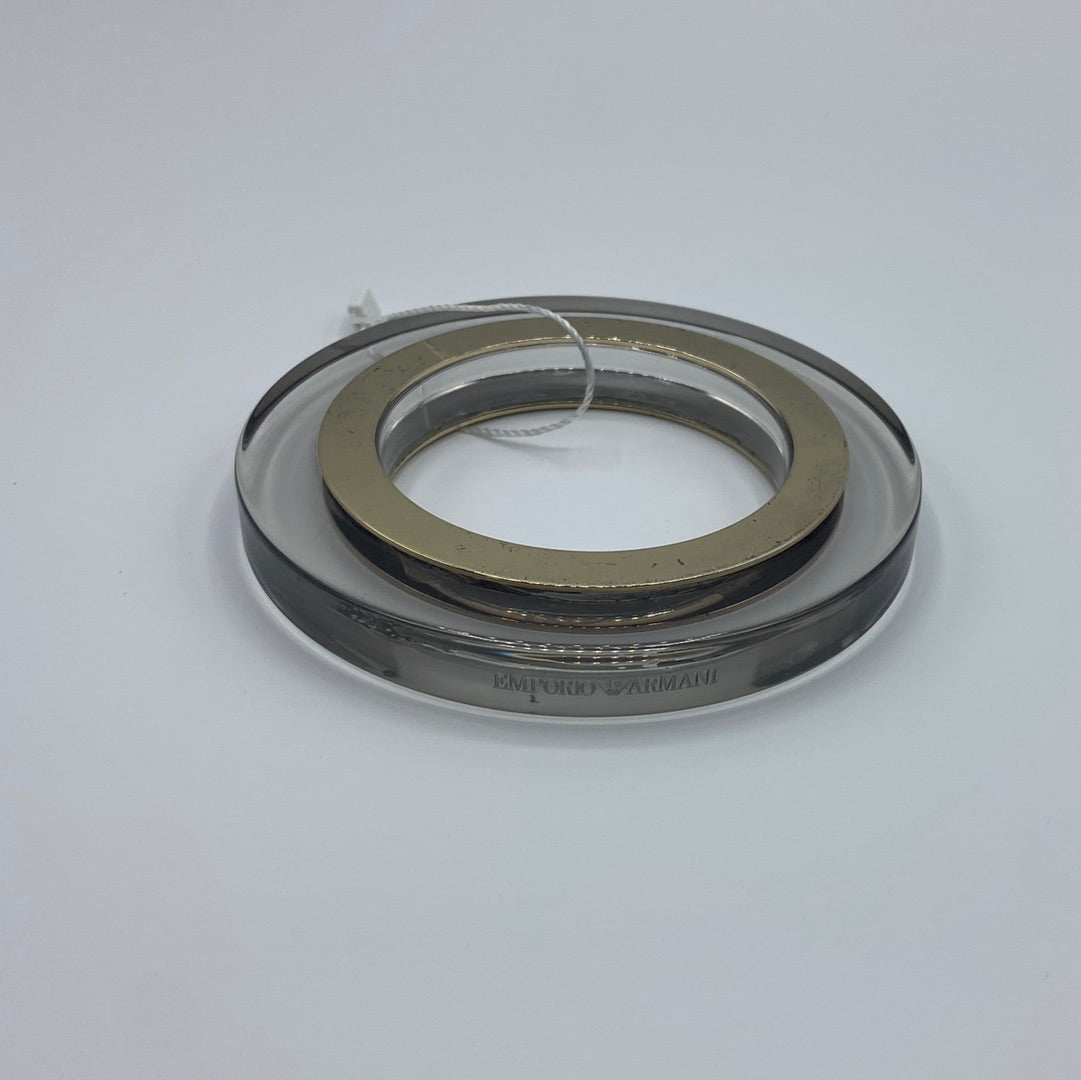 $275 Emporio Armani Silver and Plastic Bracelet with Brand Name on the side. Made in Italy