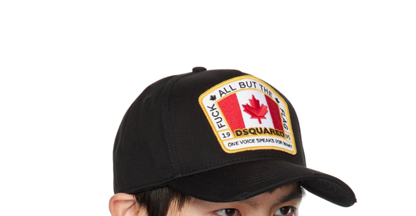 $180 DSQUARED2 Baseball Cap One Size Distressed Beaded Logo & Vulgar Slogan