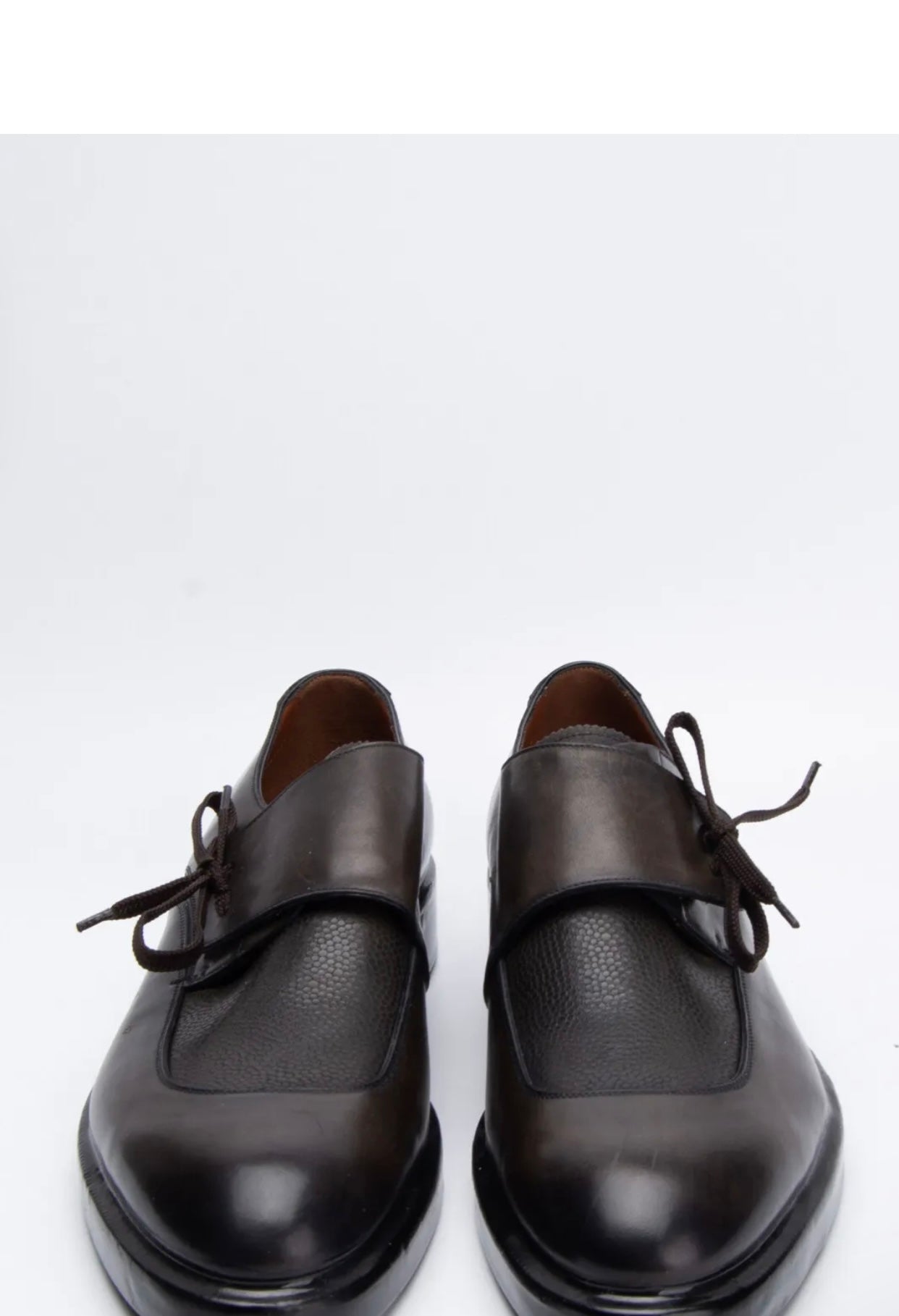 Ermenegildo Zegna COUTURE Leather Slip On Shoes US12 EU45 UK11 Polished Texture Trim