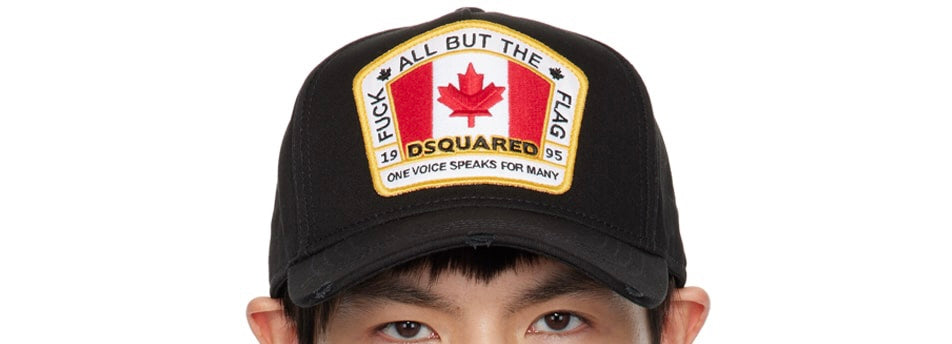 $180 DSQUARED2 Baseball Cap One Size Distressed Beaded Logo & Vulgar Slogan
