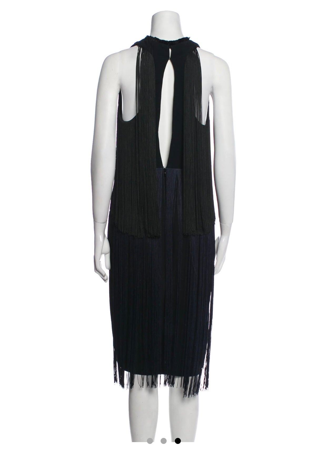 $2965 Stella Mccartney Women's Sleeveless A Line Fringe Midi Dress Black Size US 0