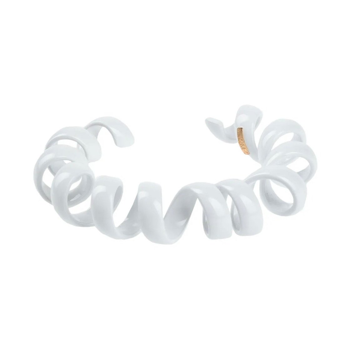 $1499 BOTTEGA VENETA Metal Telephone Cord Bracelet Size M White Made in Italy