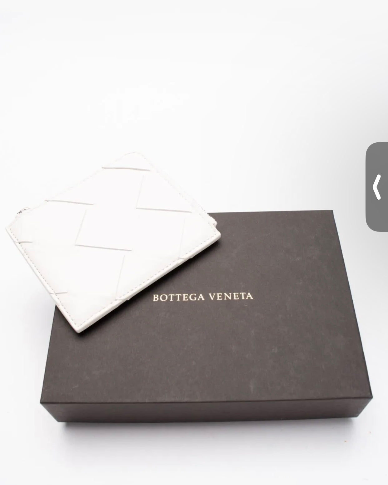 $790 BOTTEGA VENETA Leather Pouch Wallet Intreccio Panel Zip Made in Italy