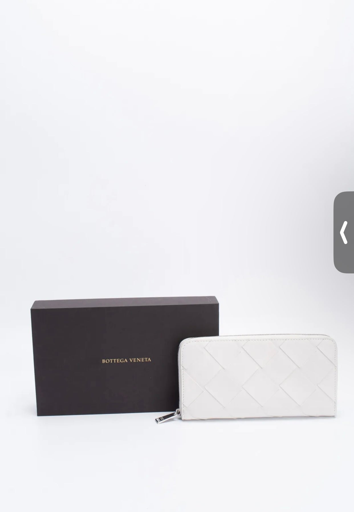 $999 BOTTEGA VENETA Leather Pouch Wallet Intreccio Panel Zip Made in Italy