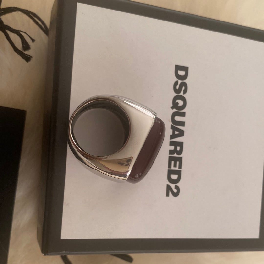 $580 DSQUARED2 Women silver ring. Made in Italy