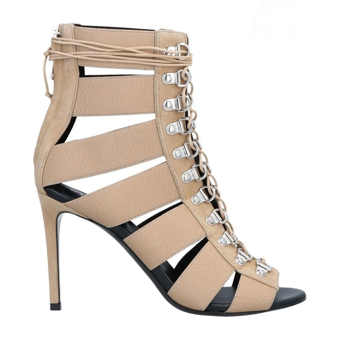 $1195 BALMAIN Grosgrain & Leather Ghillie Sandals US 5 EU 35 UK 2 Made in Italy