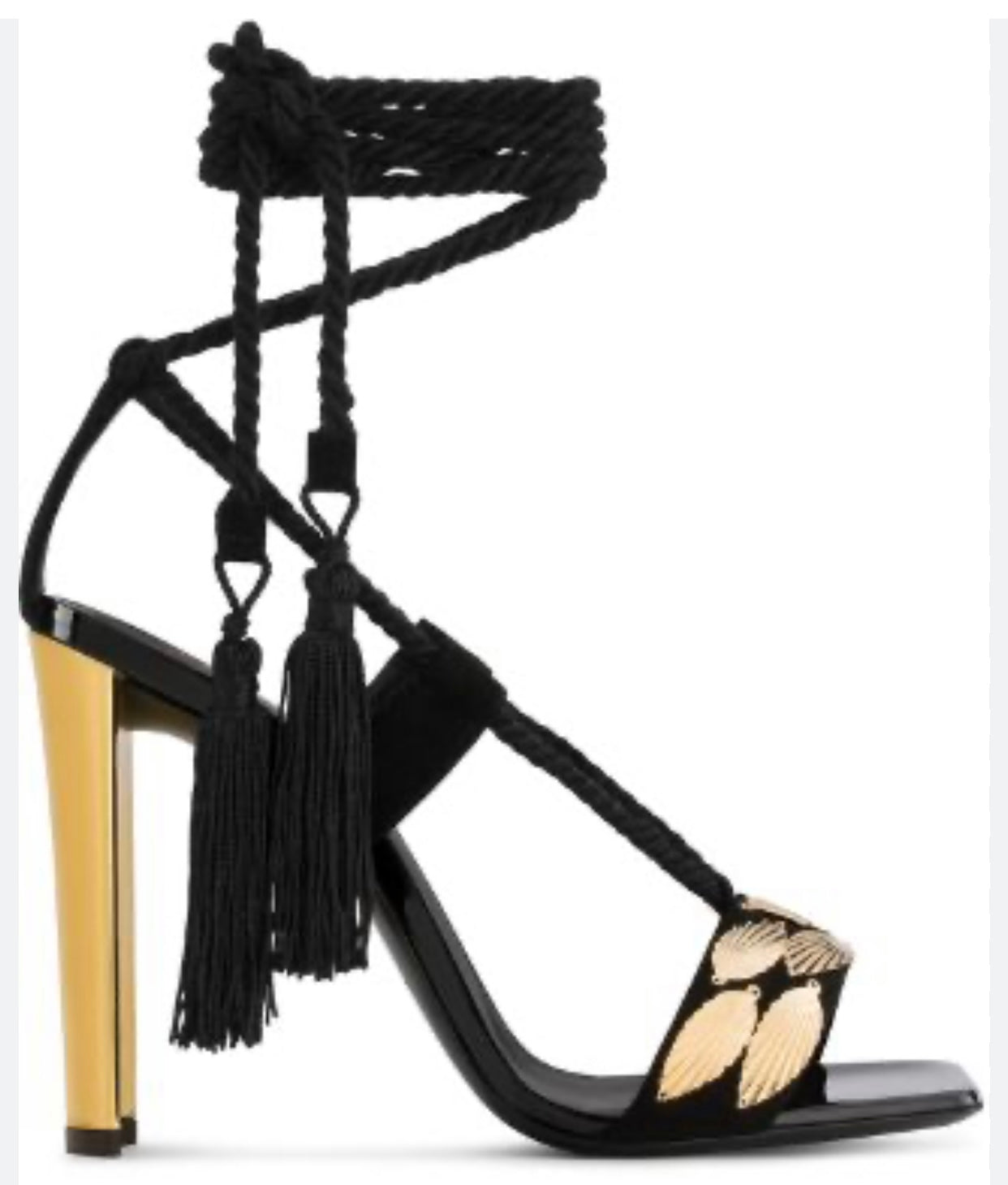 $1350 GIUSEPPE ZANOTTI Leather Ankle Tie Sandals US6 UK3 EU36 Heel Tassels