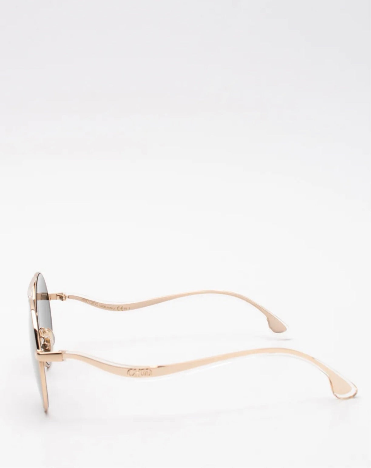 $449 JIMMY CHOO MAELLE/S Mirrored Round Pilot Sunglasses Glitter Temples