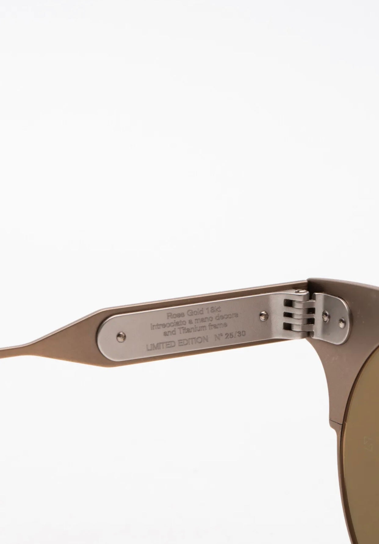 $3100 BOTTEGA VENETA Titanium Sunglasses LIMITED EDITION 15/30 18kt Rose Gold Trim hand woven decorates and Titanium frame.
