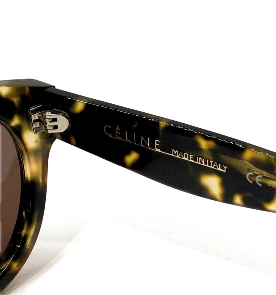 $380 Celine Made Italy CL 41043 49-24-150 Honey Tort Thick Gold Bridge Sunglasses #6
