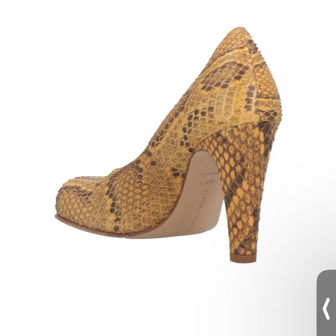 $1499 BOTTEGA VENETA Snakeskin Python Square-Toe Pumps Pump Shoes US6.5 UK3.5 EU36.5 Made in Italy