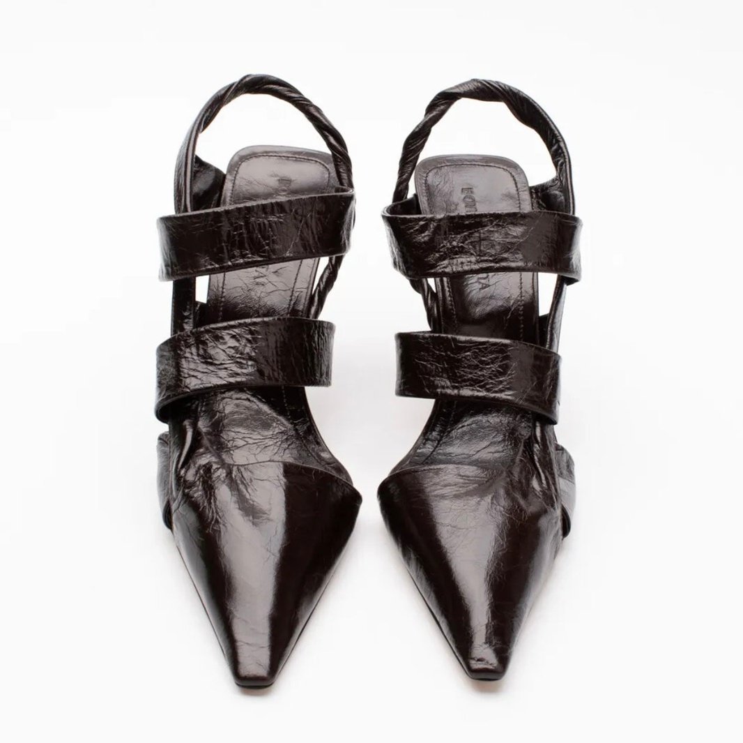 $1250 BOTTEGA VENETA Point Leather Slingback Shoes US10 EU40 UK7 Crushed. Made in Italy