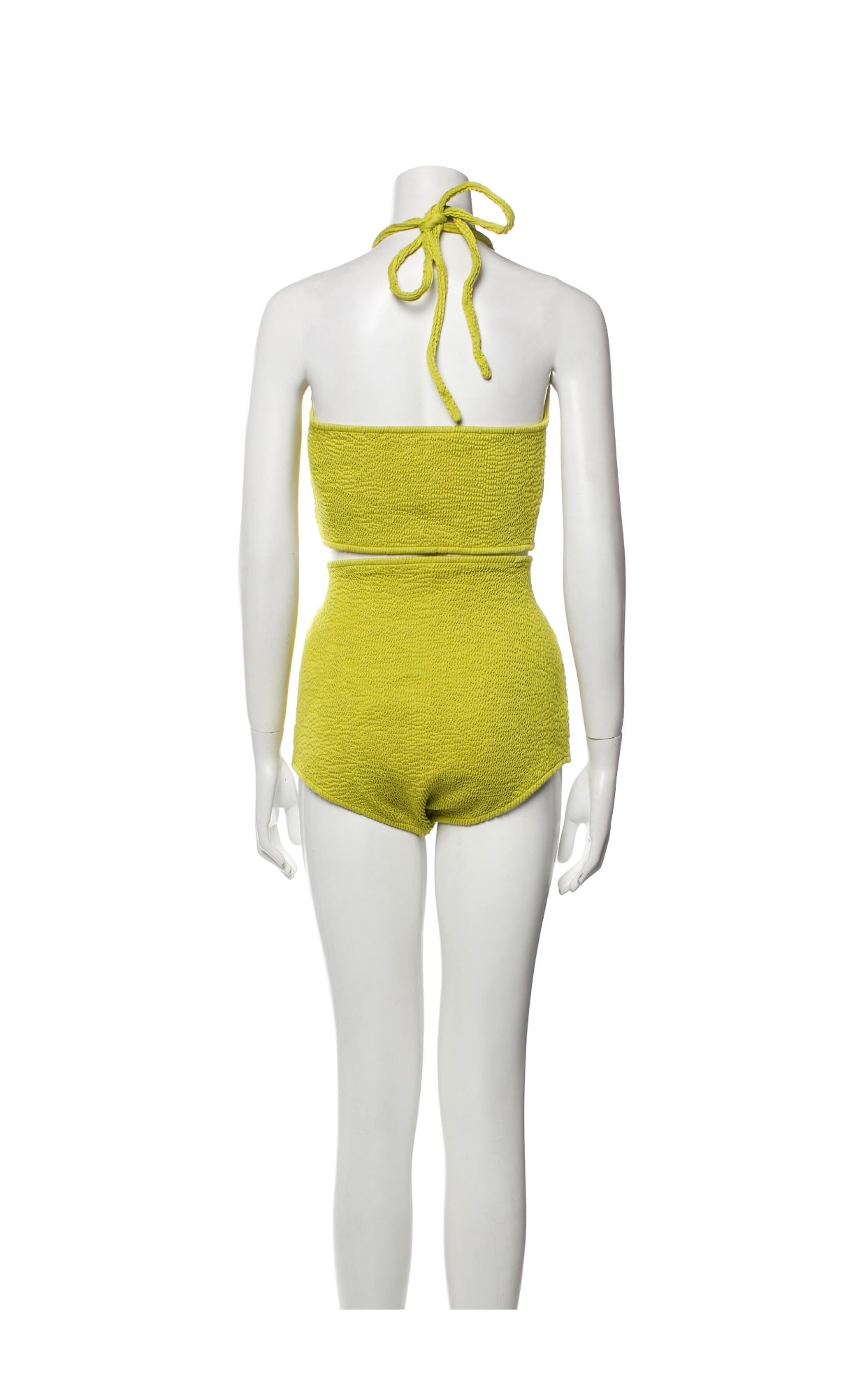 $490 BOTTEGA VENETA Green Crinkle Bikini Set US8 IT44 L High-Waisted Made in Italy