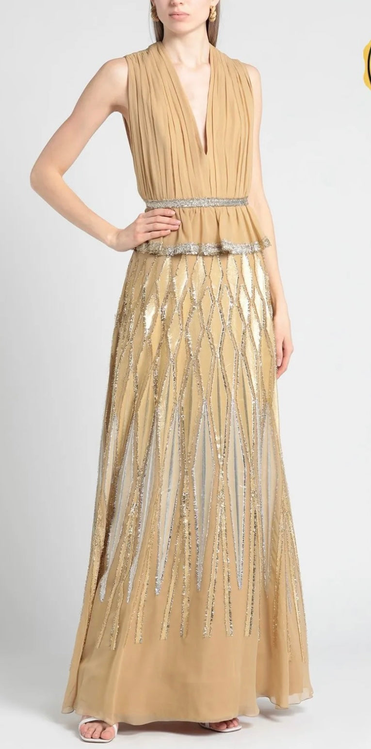 $10,370 ALBERTA FERRETTI Maxi Dress IT44 US8 UK12 L Silk Blend LIMITED EDITION
