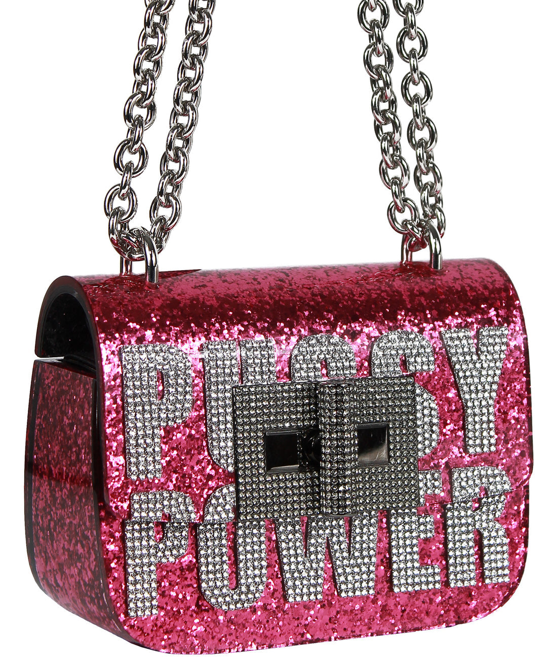 $15500 TOM FORD Limited Edition, Very Rare Collectible Glitter Shoulder Bag Rhinestones Slogan Chain Strap Turnlock.