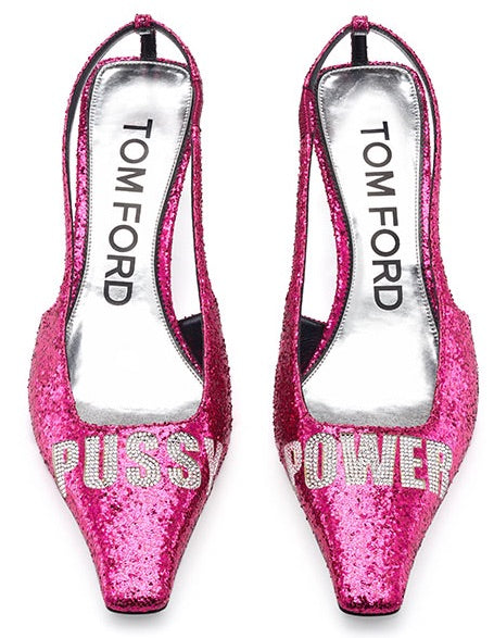 $1699 TOM FORD Glitter Slingback Shoes EU36 UK3 US6 Rhinestone Geometric Heels Made in Italy