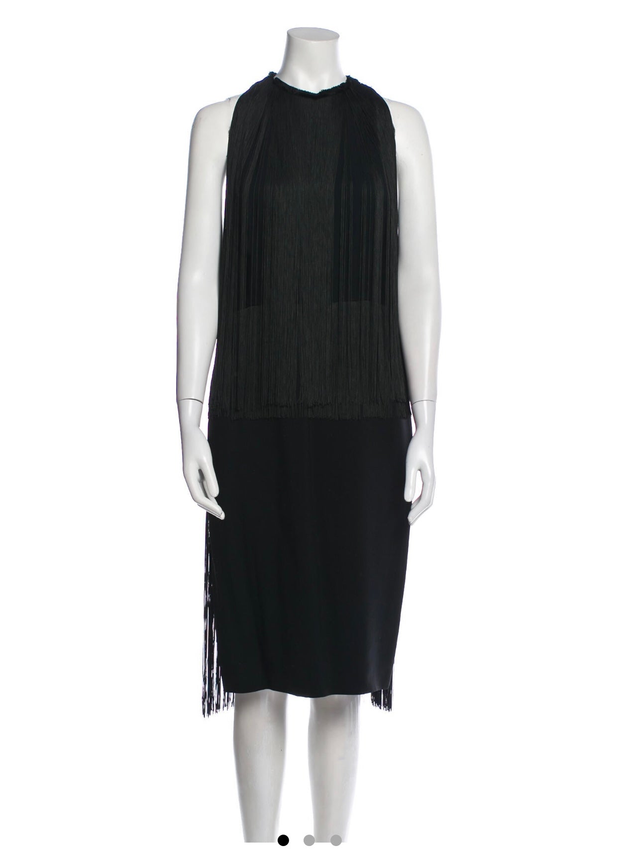 $2965 Stella Mccartney Women's Sleeveless A Line Fringe Midi Dress Black Size US 0