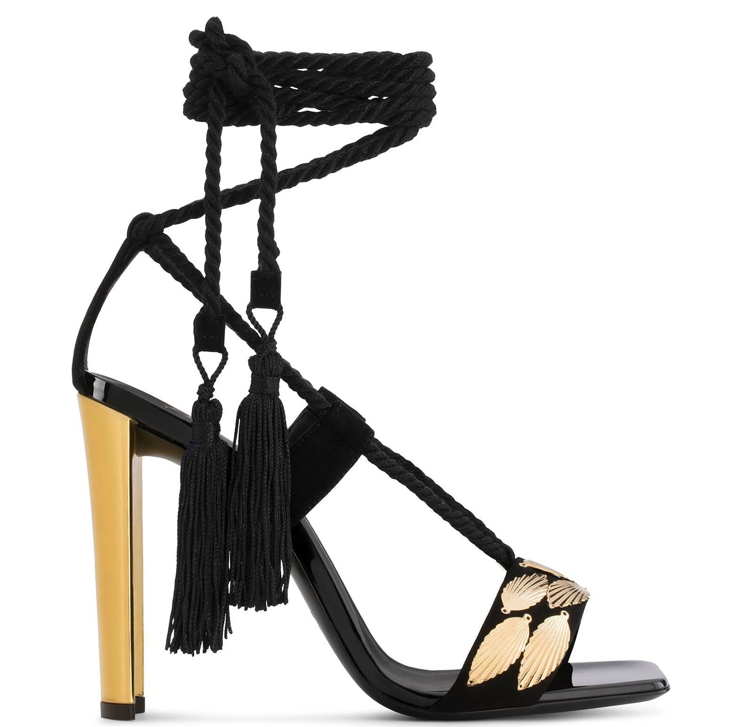 $1350 GIUSEPPE ZANOTTI Leather Ankle Tie Sandals US6 UK3 EU36 Heel Tassels