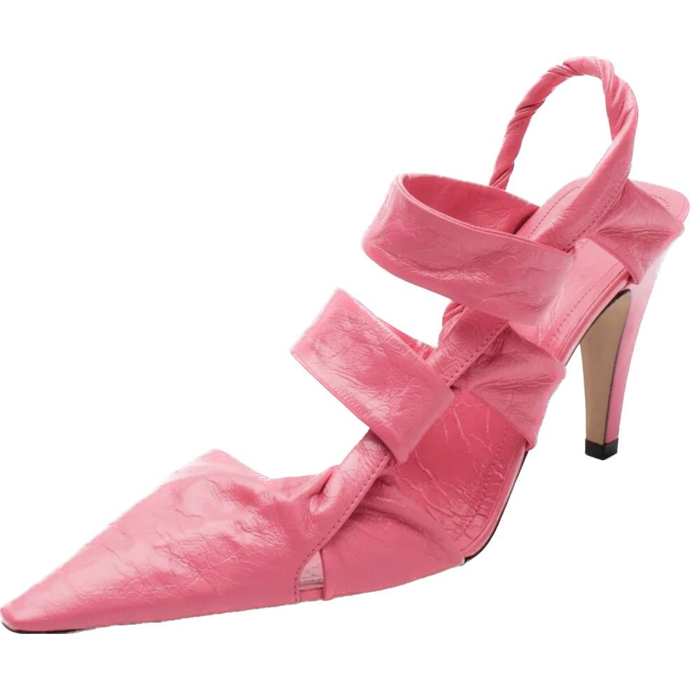 $1250 BOTTEGA VENETA Point Leather Slingback Shoes US7 EU37 UK4 Pink Crushed Made in Italy