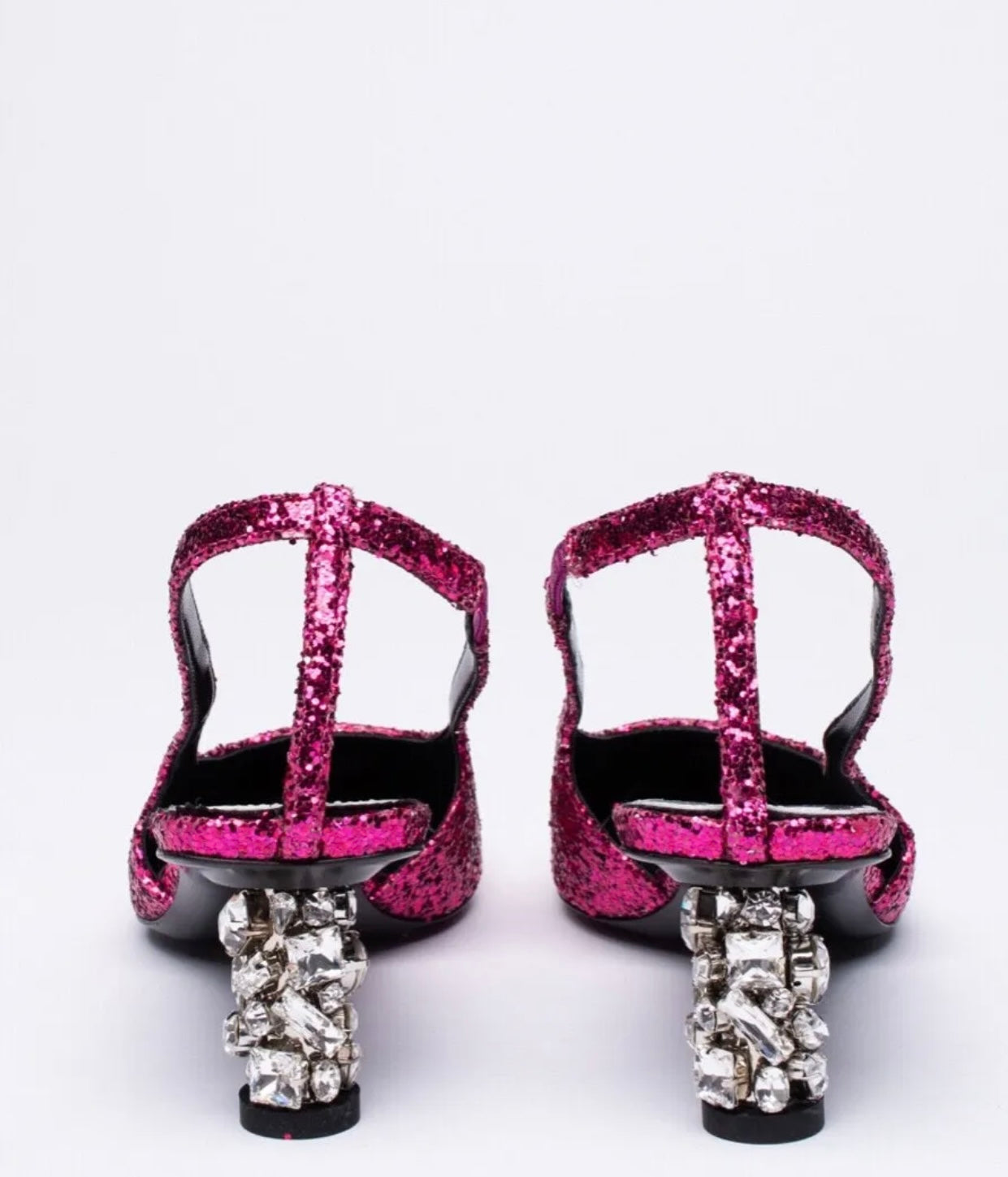 $1699 TOM FORD Glitter Slingback Shoes EU36 UK3 US6 Rhinestone Geometric Heels Made in Italy