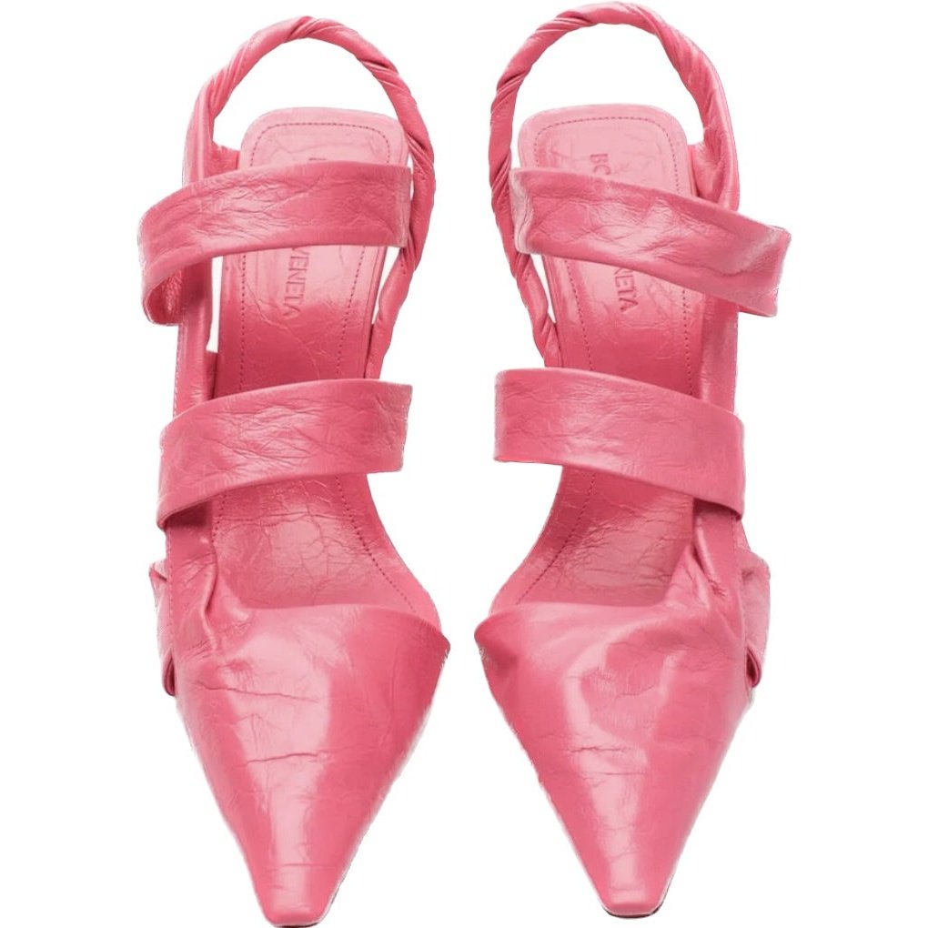 $1250 BOTTEGA VENETA Point Leather Slingback Shoes US7 EU37 UK4 Pink Crushed Made in Italy