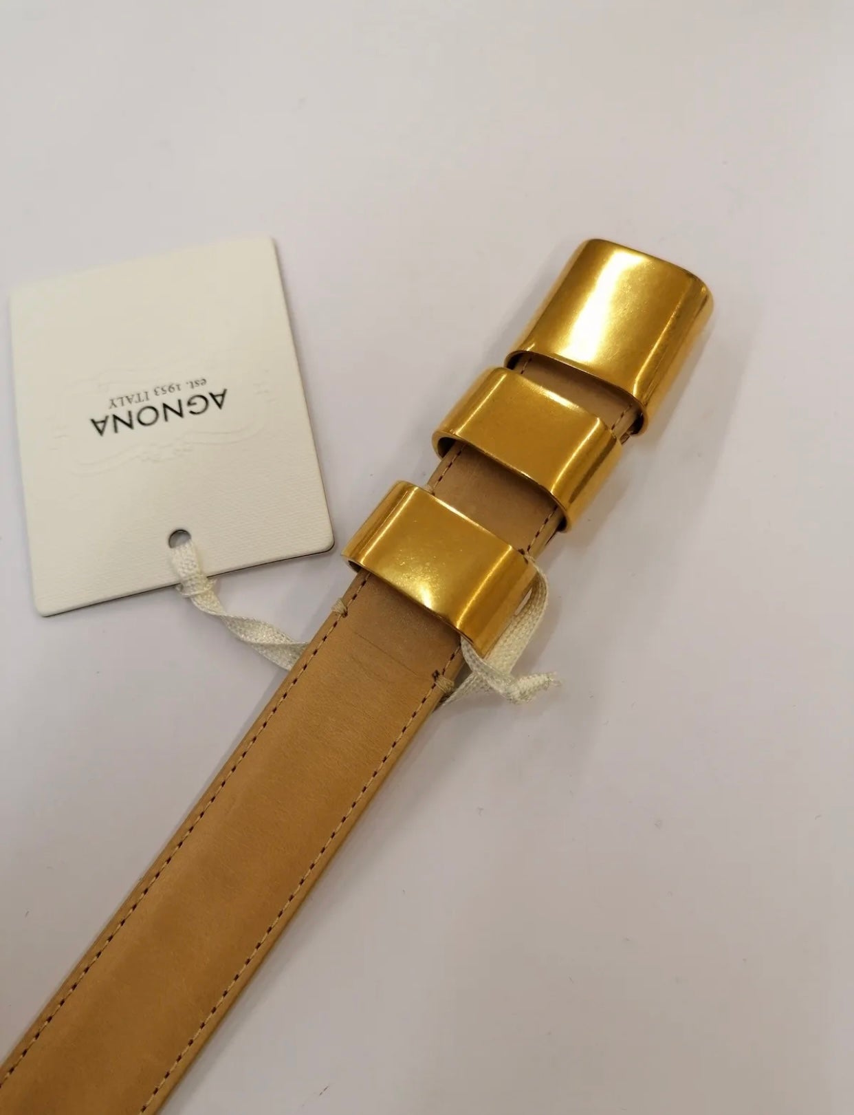 $490 AGNONA Leather Belt Size 90/36 Brushed Blank Buckle Made in Italy