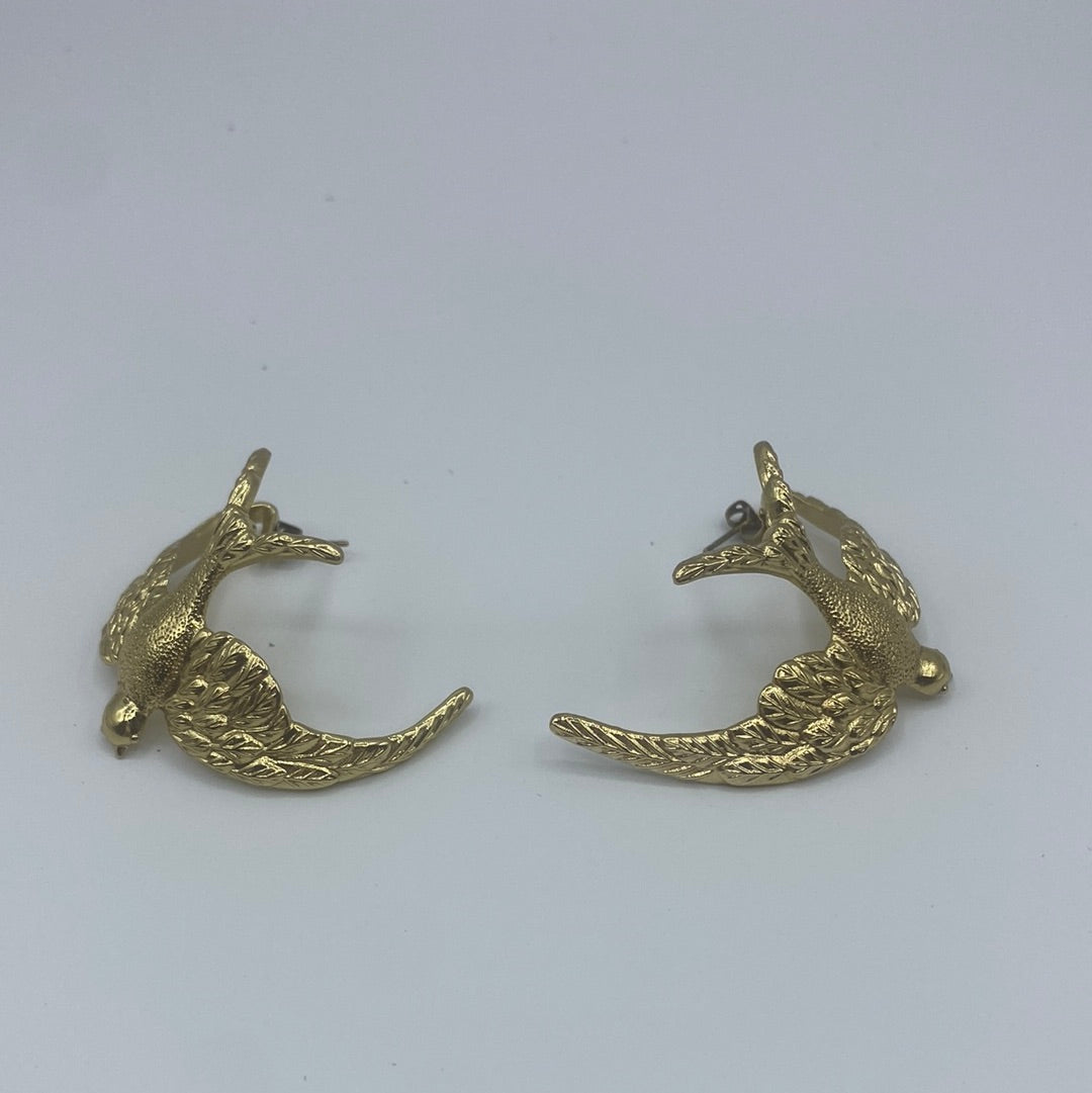 $249 Large Swallow Hoop Earrings Gold Tone Butterfly Closure. Made in Australia