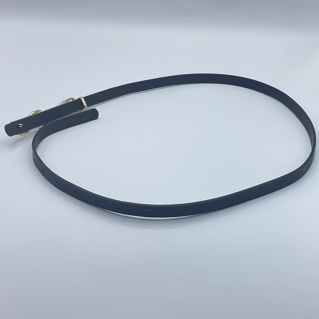 $650 Roberto Cavalli Black Leather Belt With Gold Plated Snake Buckle. Made in Italy