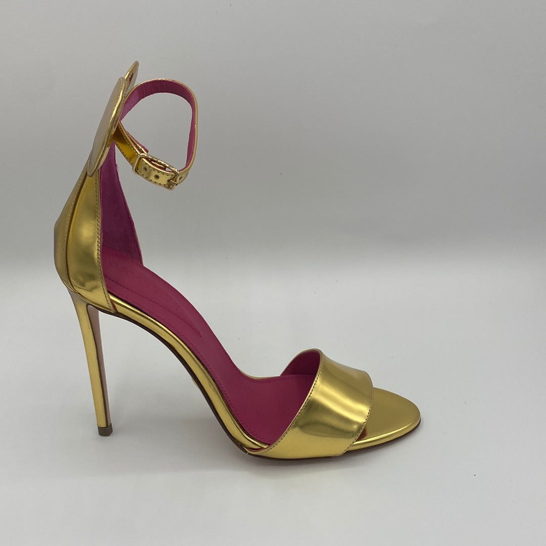 $599 OSCAR TIYE Minnie Leather Sandals US7 UK4 EU37 Ankle Strap Made in Italy